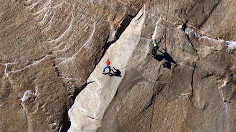 Distance Grows Between Climbers Scaling El Capitan In Yosemite Los