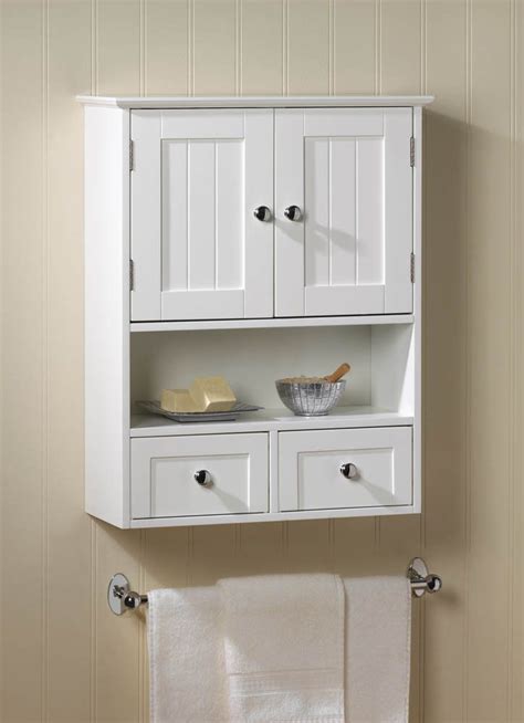 White 2 Drawer Hanging Bathroom Wall Medicine Cabinet Storage