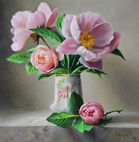 Rose Painting Flower Pintura Floral Arte Floral Floral Art Oil