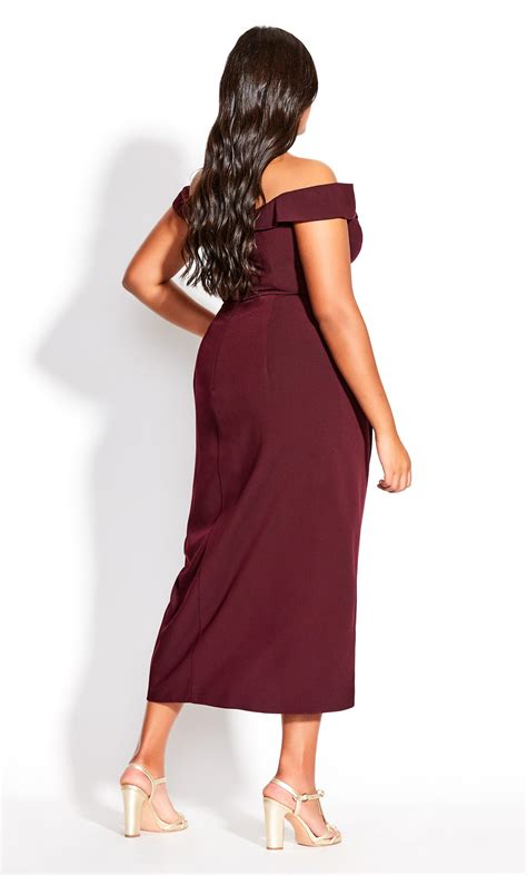 City Chic Synthetic Rippled Love Dress In Oxblood Red Lyst