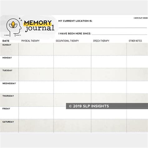 Activities and worksheets created by medical slps. Weekly Memory Journal | Speech therapy materials, Speech therapy, Speech