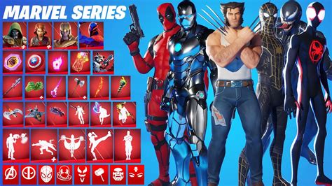 Fortnite All Marvel Series Skins Emotes And Item Shop Cosmetics 2018 2023 Youtube