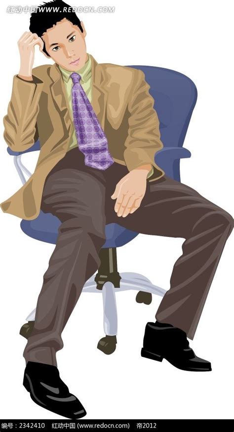 坐在椅子上的西装男角色插画psd素材免费下载红动中国