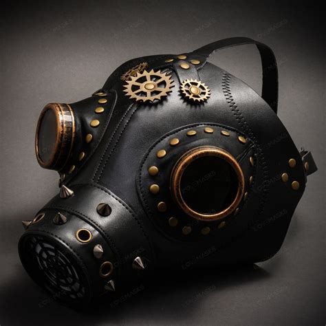 Leather Steampunk Plague Doctor Gas Mask Halloween Masquerade Black