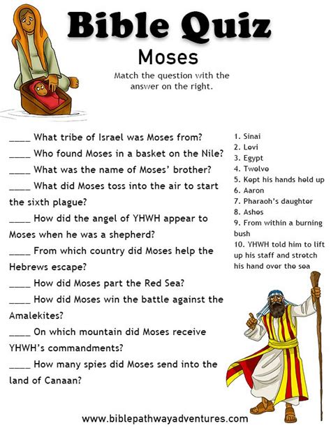 Printable Bible Quiz Moses Bible Lessons For Kids