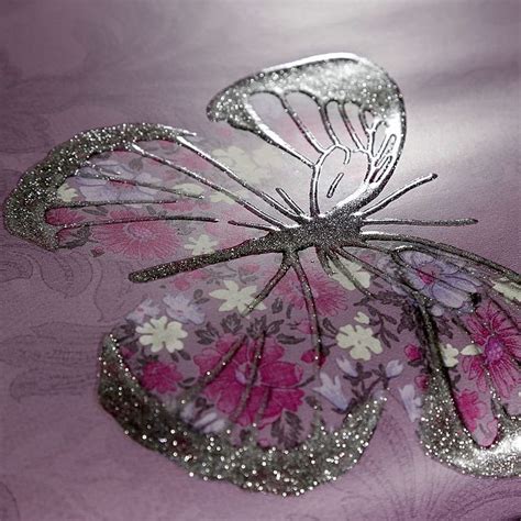 Butterfly Girls Bedroom Decor Pink White Teal Purple Glitter Metallic