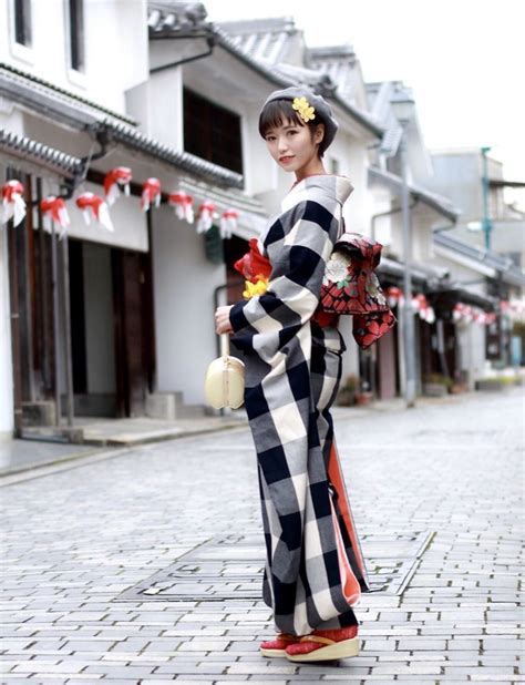 Tanuki Kimono Amazing Checkered Furisode Woven By Tomy From