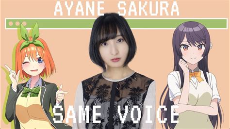 character same voice by ayane sakura youtube