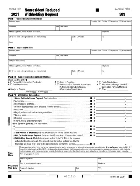 2021 Form Ca Ftb 589 Fill Online Printable Fillable Blank Pdffiller