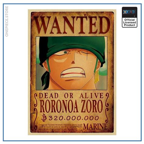 One Piece Anime Wanted Poster Zoro Bounty Official Merch One Piece