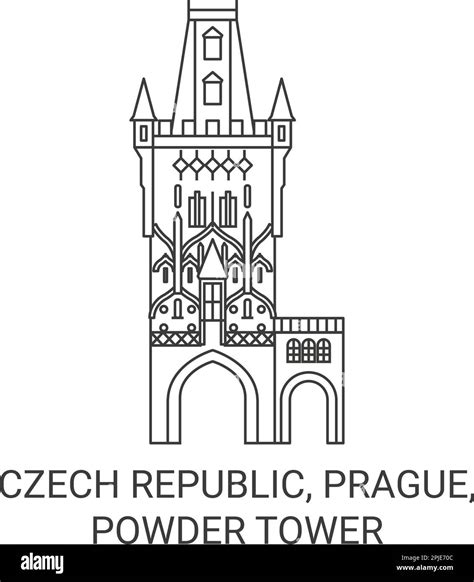 Czech Republic Prague Powder Tower Travel Landmark Vector
