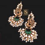 Kundan Pearl Peacock Earrings South India Jewels