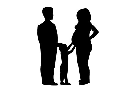 Download Silhouette of Kid Touching Mums Bump with Dad (SVG Cut ...