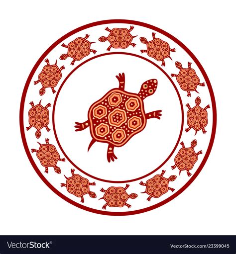 Deep Red Turtles Based On African Ethnic Motifs Vector Image