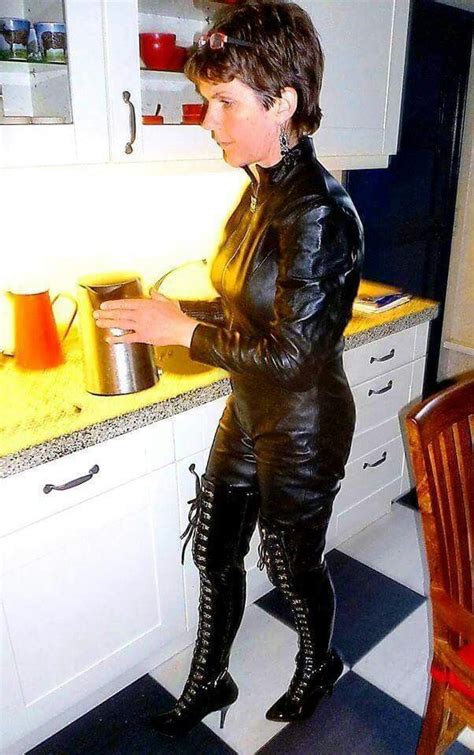 Pin On Leather Catsuit With Boots