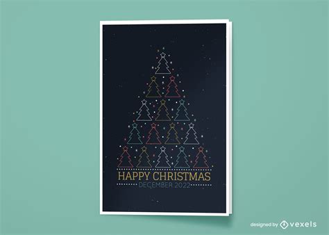 Happy Christmas Tree Greeting Card Vector Download