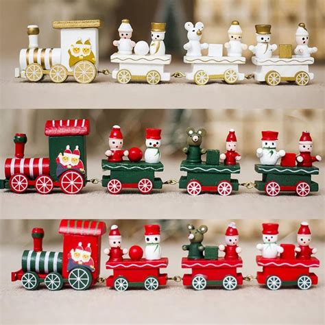 Christmas Train Painted Wood Childrens Toys T New Year Christmas