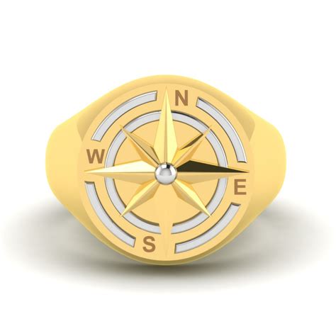 Stunning Compass Signet Gold Ring