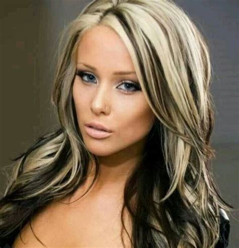 This long golden blonde hair is so divine! Long Black Hair With Blonde Highlights ideas