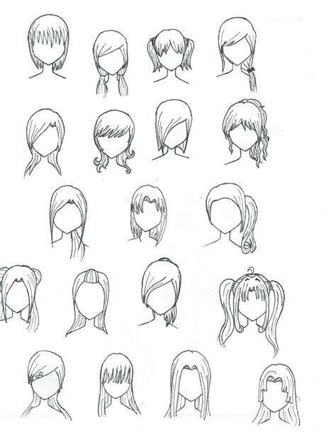 An Image Of Various Hairstyles Drawn In Pencil