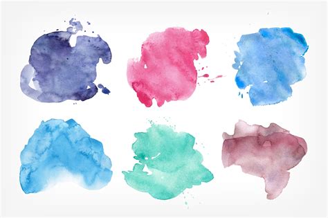 Vector Watercolor Stains Bundle Watercolor Raster Illustration