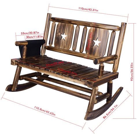 Outdoor Rocking Chair Wooden Rocking Bench Outdoor 2 Seats With