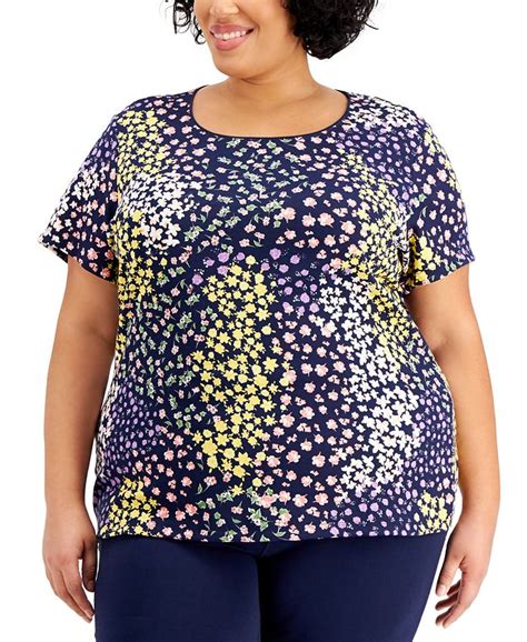 Karen Scott Plus Size Ditsy Floral Print Top Created For Macys Macys