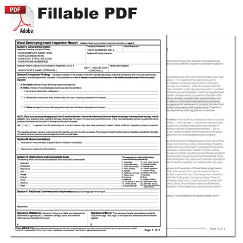 The requirement from an inspection depends on your that could require a pest inspection, the buyer's lender might demand a pest report—fha and va loans a buyer should always obtain a pest inspection if the seller does not. FORM NPMA-33 PDF