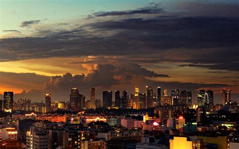 Singapore City Cityscape Skyscraper Clouds Wallpapers