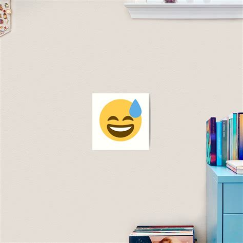 Smiling Face With Open Mouth And Cold Sweat Emoji Art Print By