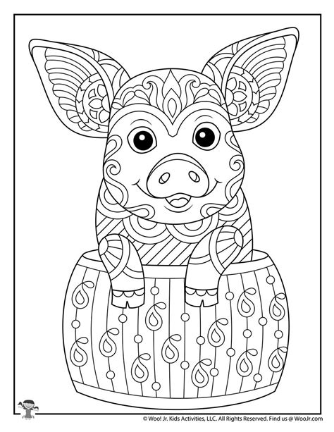 Cut Pig Difficult Coloring Page For Adults Woo Jr Kids Activities