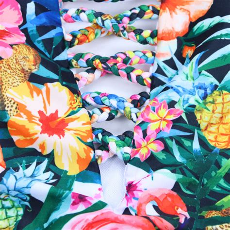 Free Shipping Mandm New 2018 Bandage Swimwear Women Sexy One Piece Swimsuit Floral Print Monokini