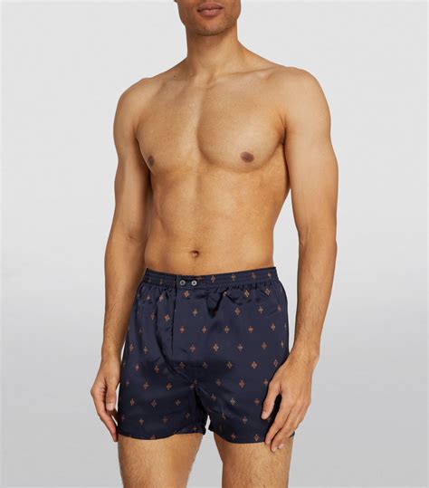 Mens Derek Rose Navy Cotton Printed Boxer Shorts Harrods Uk