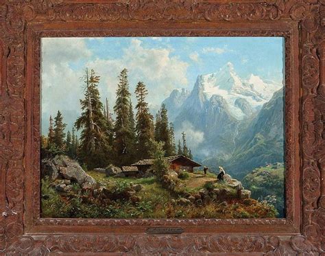 August Wilhelm Leu German 1819 1897 Alpine Cabin