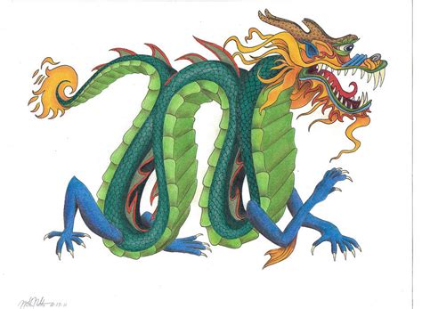 Chinese Imperial Dragon Drawing By Mitch Nolte
