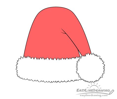 How To Draw A Santa Hat Step By Step Easylinedrawing