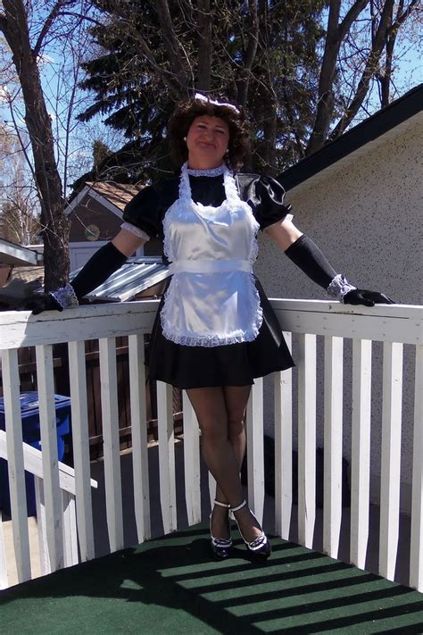 French Maid Uniform The Dress Is Made From Black Stretchy Satin Material And Is Adorned With