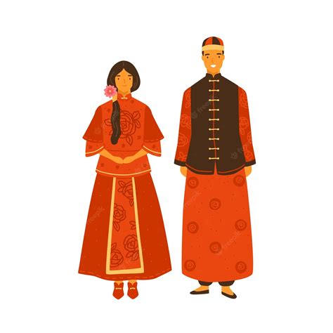Premium Vector Asian Couple Wearing Traditional Chinese Costumes