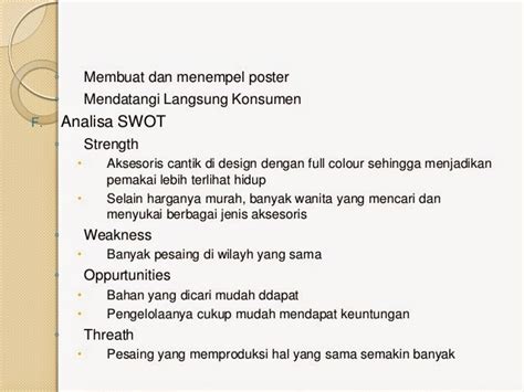 Campurkan tepung terigu, telur, garam, ragi dan mentega. Contoh Proposal Usaha Dengan Analisis Swot - Berbagi Contoh Proposal