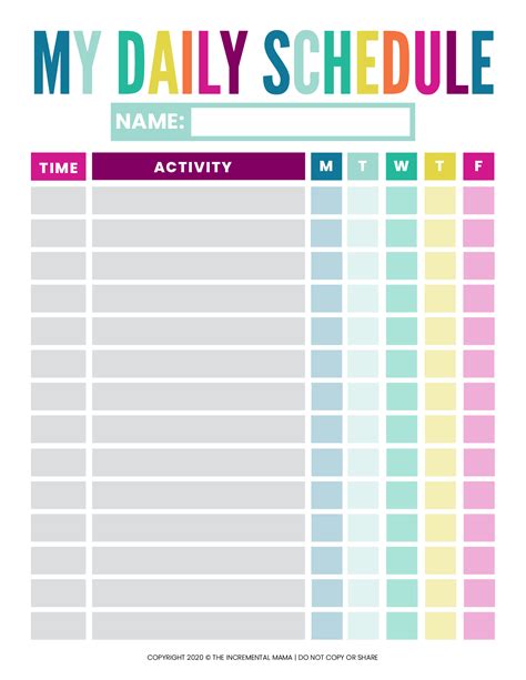 Printable Childrens Daily Schedule Irene Bogdans Toddler Worksheets