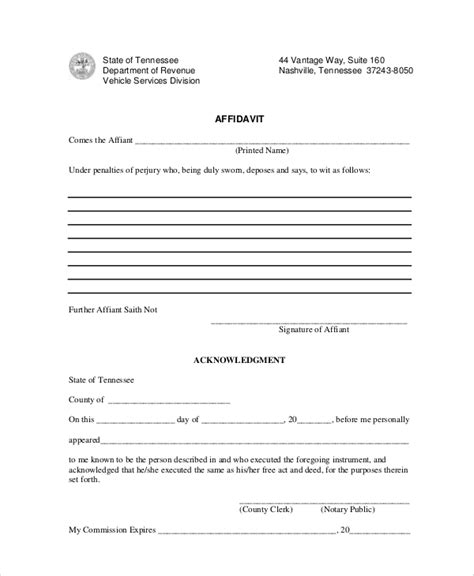 Printable Blank Affidavit Form Printable Forms Free Online