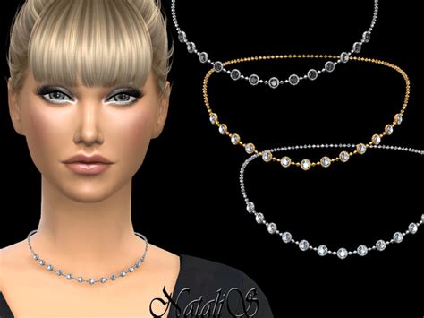 Round Crystals Necklace V1 By Natalis Sims 4 Jewelry