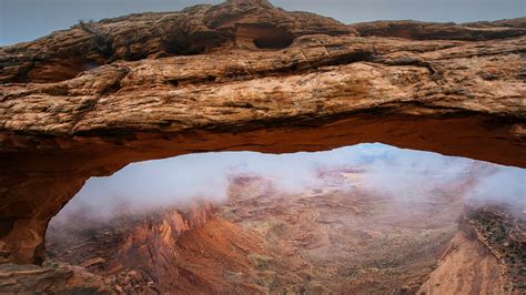 Nature Landscape Canyon Mist Rock Formation Plants Utah Usa Hd