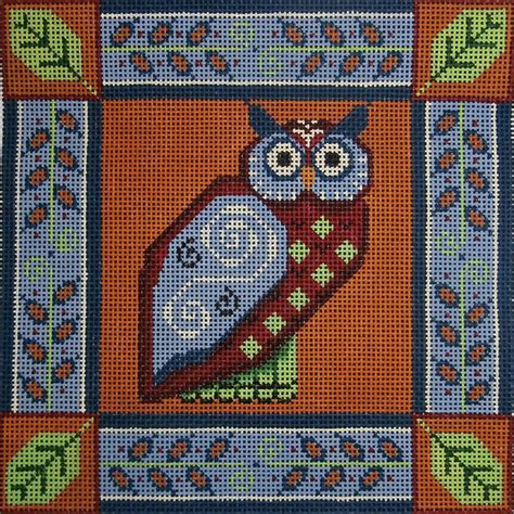 Needlepointus Owl Pillow Hand Painted Canvas From Rebecca Wood Hand