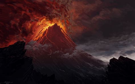 Mount Doom Volcano The Lord Of The Rings Artwork Lava Mordor Wallpaper