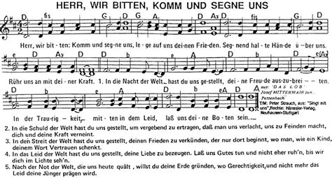 Herr Wir Bitten Komm Und Segne Uns Noten Und Text Kostenlos - paradisk
