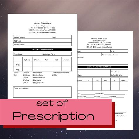 editable prescription set for optometry contact lens and etsy
