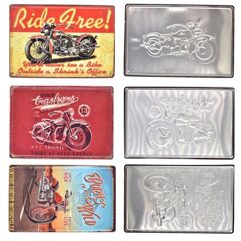 Cool Motorcycle Embossed 3d Metal Sign Retro Metal Tin Sign Vintage