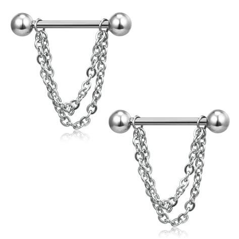 Double Stranded Nipple Piercing Ring L Stainless Steel Sexy Nipple
