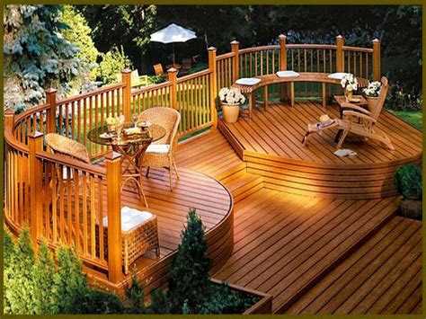 Helping you design, plan, and build a wood deck with free deck designer software & photo gallery of the addition of timber wood deck designs to your house creates an outdoor living space where. Simple Wood Deck Designs Raised Deck Designs, deck layouts ...